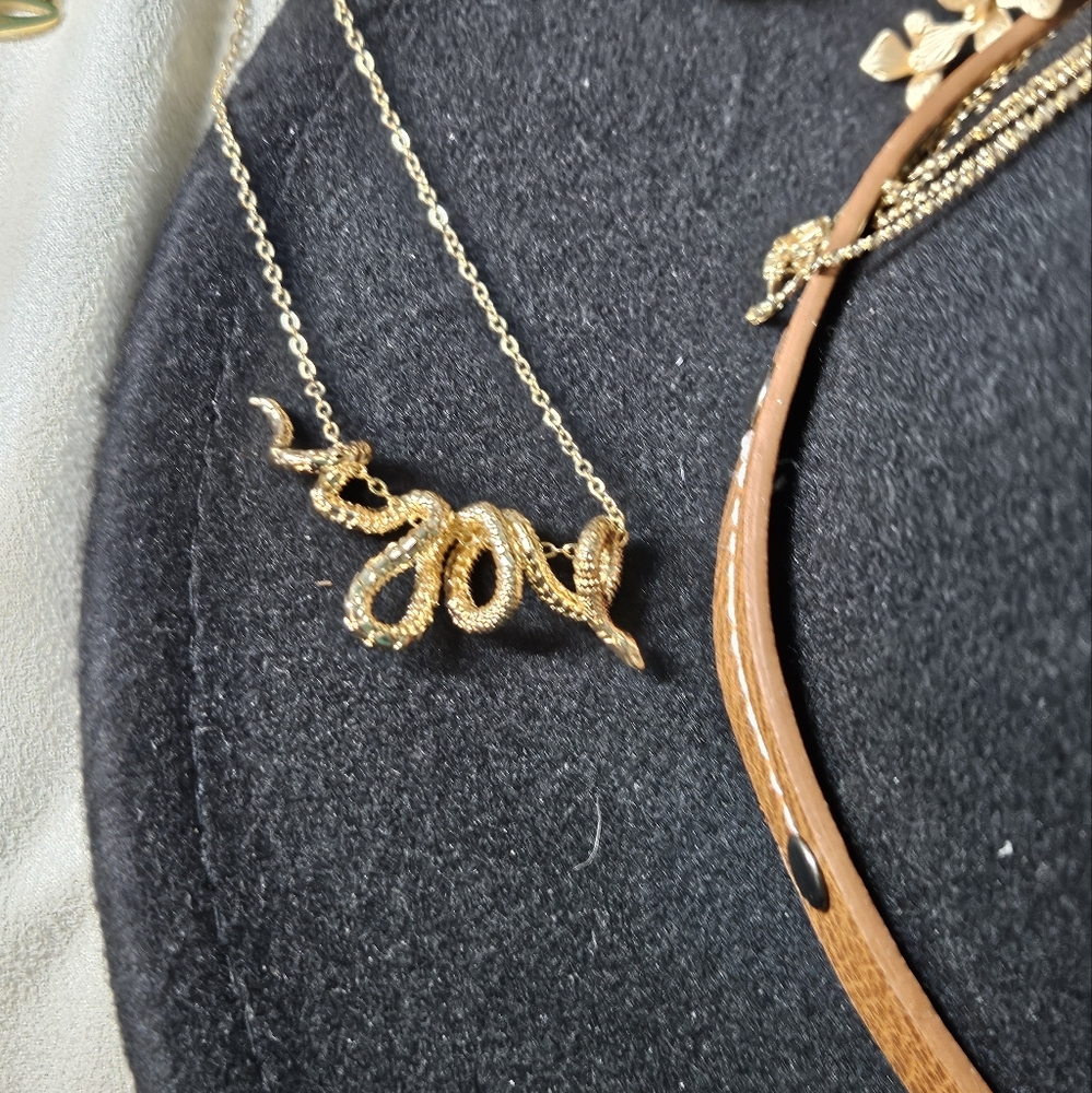 Gold Snake Slide Charm Necklace - Picture 3 of 10